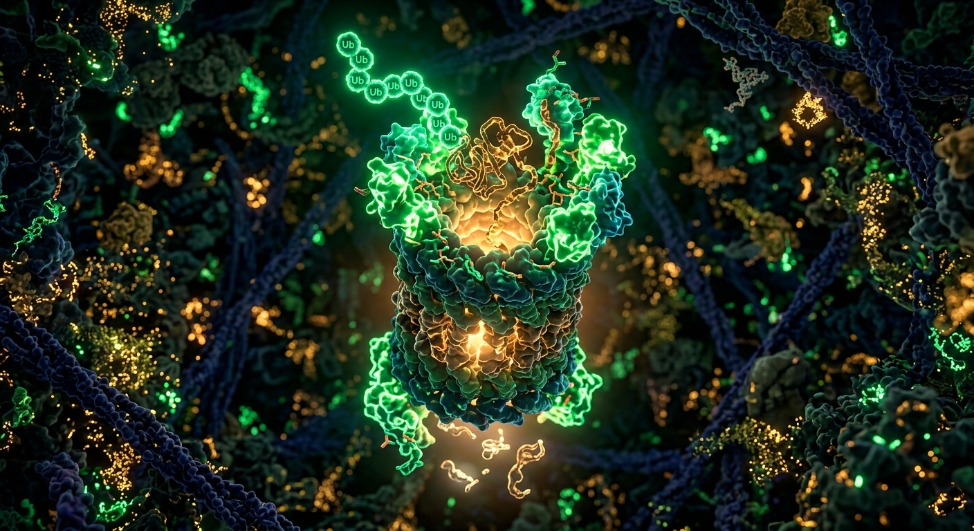 Proteasomal protein degradation and molecular glue recruitment