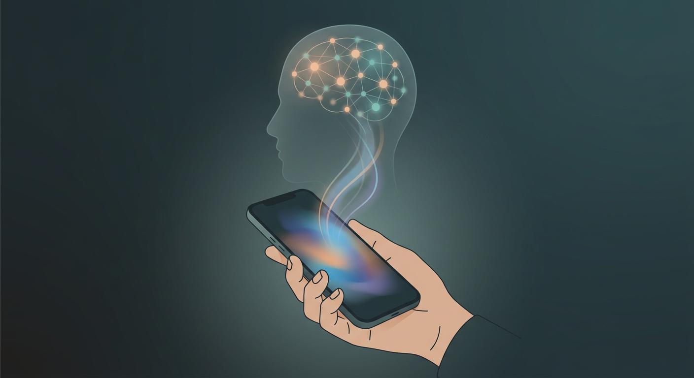 Smartphone digital therapeutic connecting light pathways into a neural network silhouette
