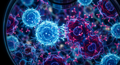 Scientific visualization of engineered monoclonal antibodies binding cell surface receptors in immuno-oncology research