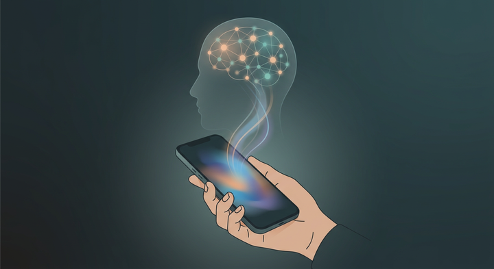Smartphone digital therapeutic connecting light pathways into a neural network silhouette